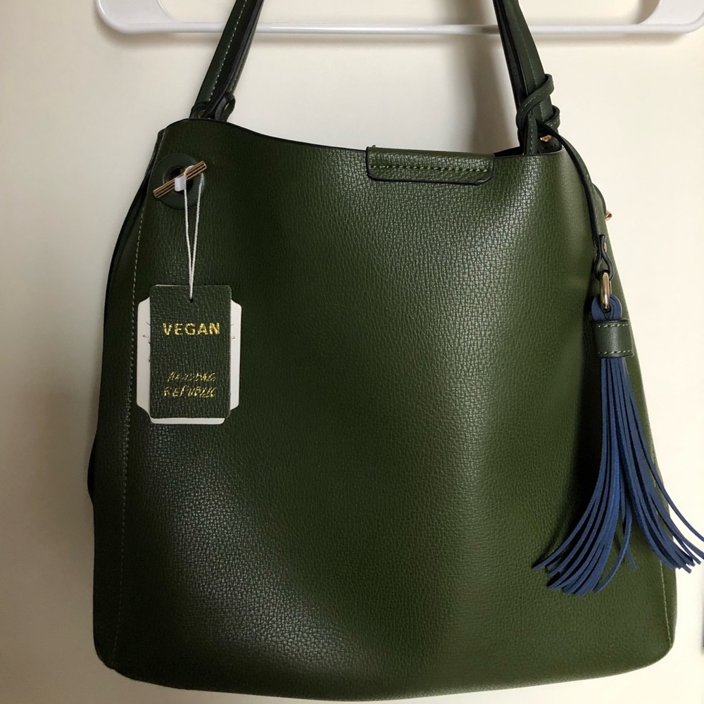 Vegan Leather Handbag Republic Classic Olive Green Women Bag Purse